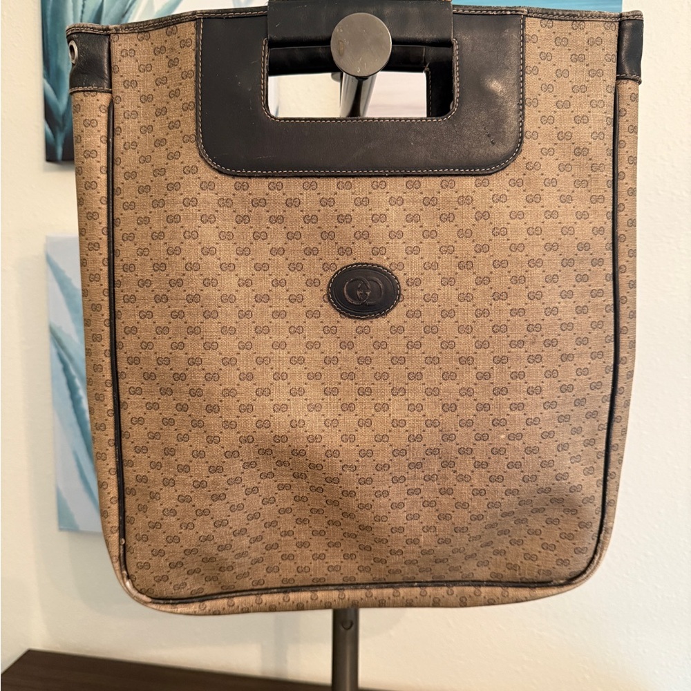 Gucci Beige and Dark Brown Monogram Bag